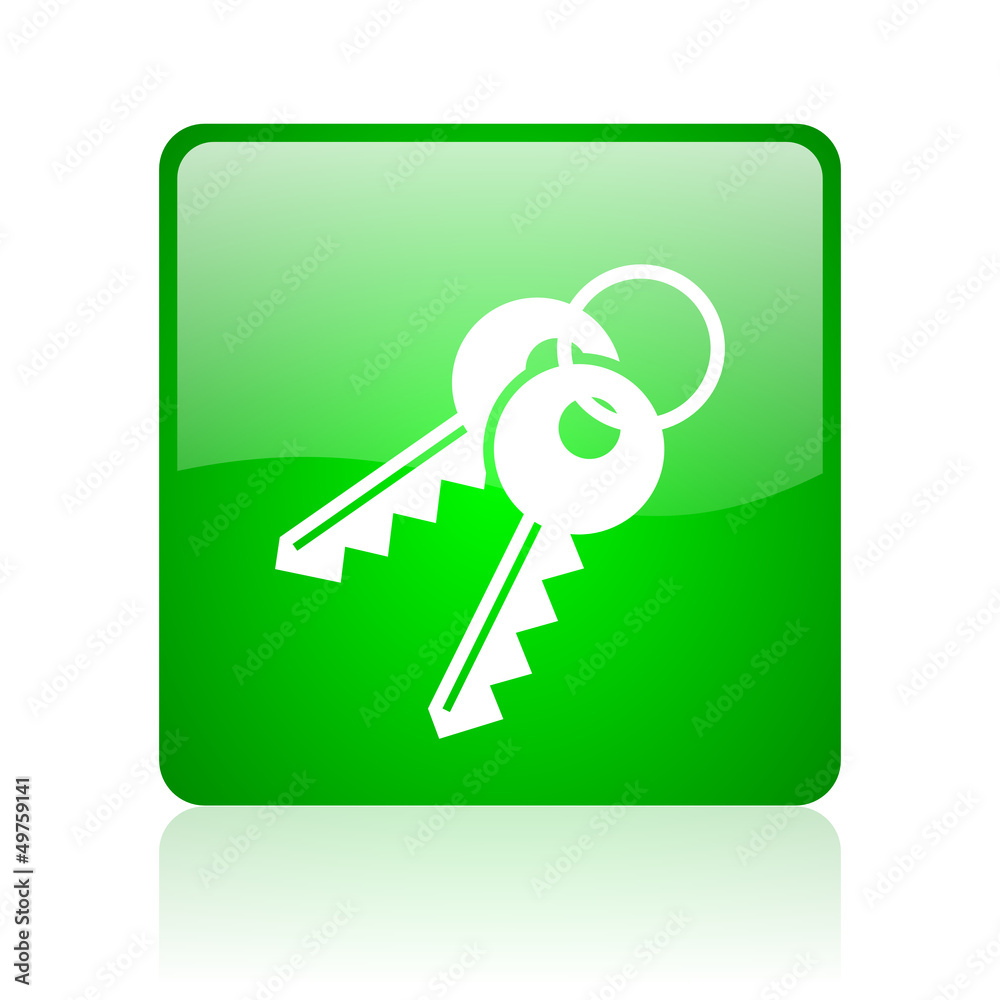keys green square web icon on white background keys green square web icon on white background
