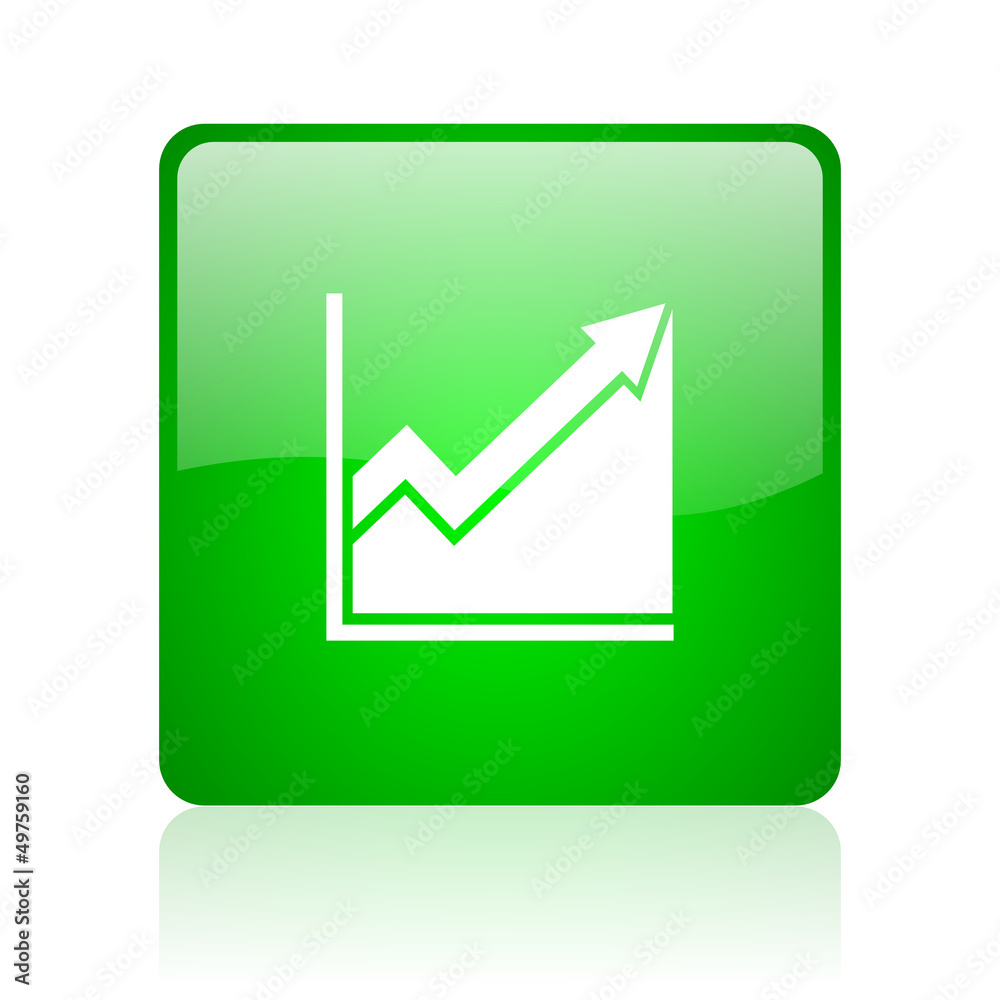 histogram green square web icon on white background histogram green square web icon on white background
