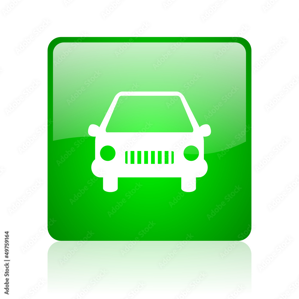 car green square web icon on white background