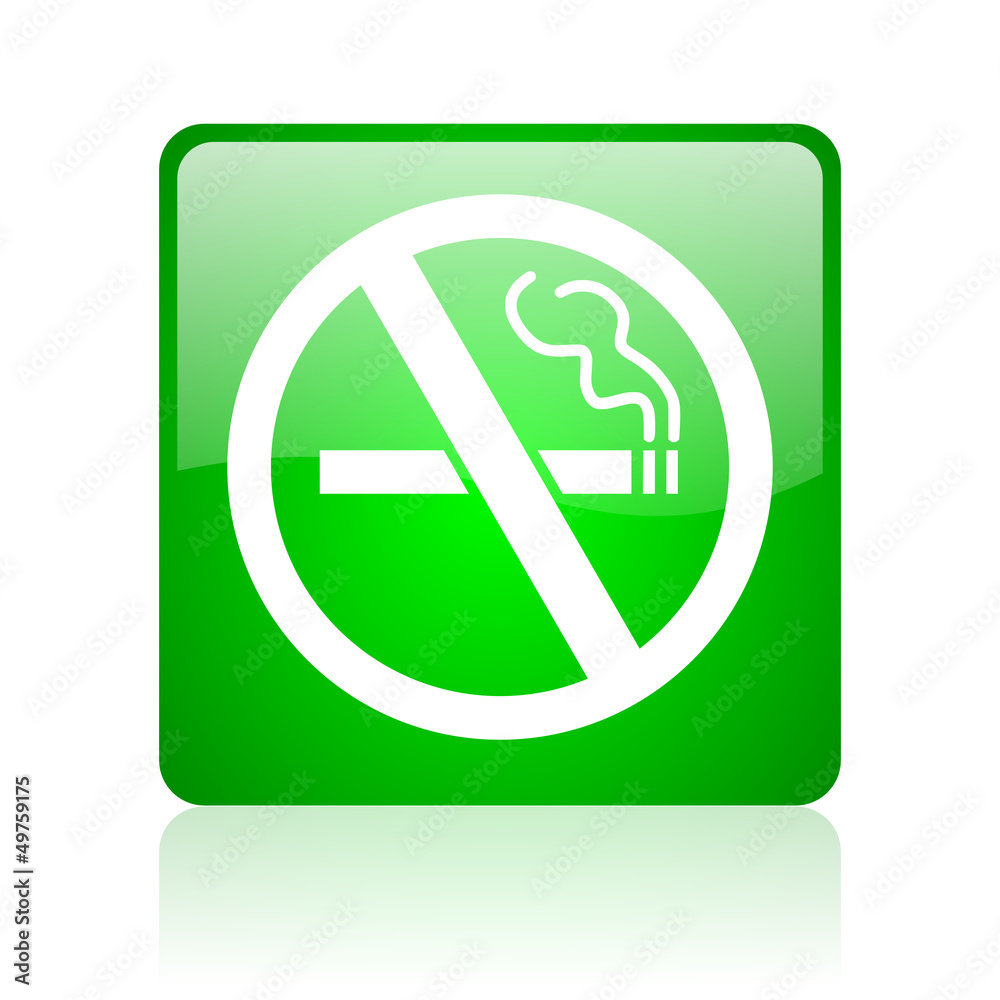 no smoking green square web icon on white background no smoking green square web icon on white background
