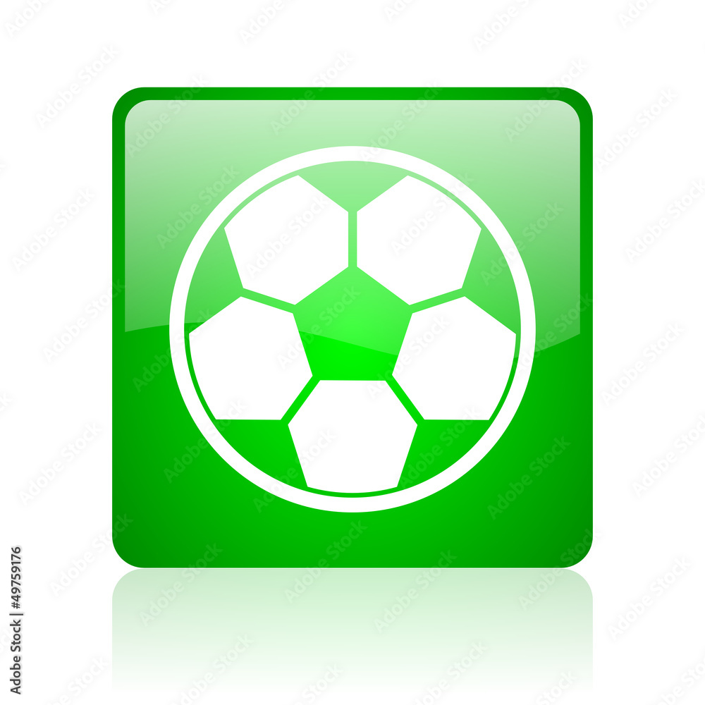 soccer green square web icon on white background