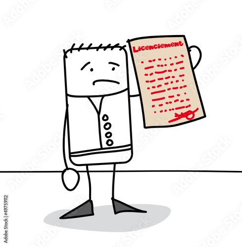 Personnage qui reçoit une lettre de licenciement