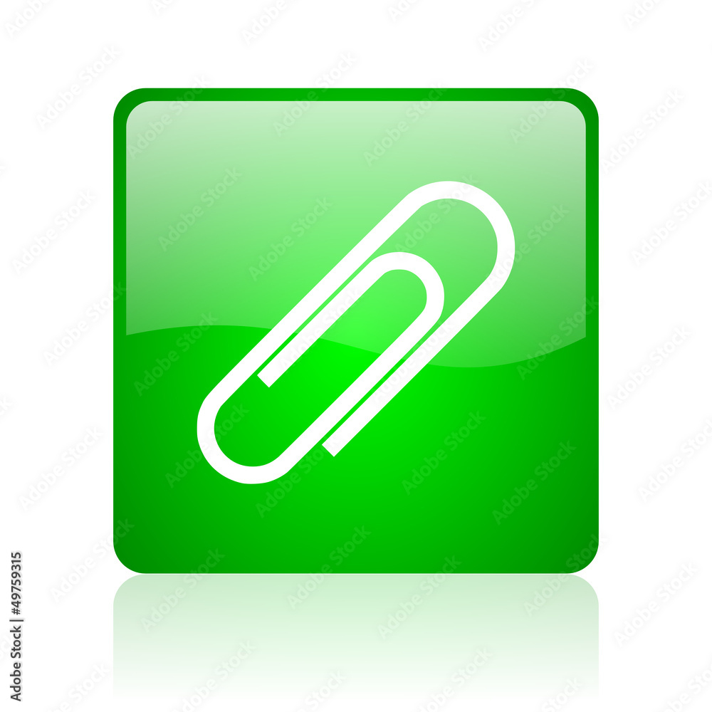 paper clip green square web icon on white background paper clip green square web icon on white background