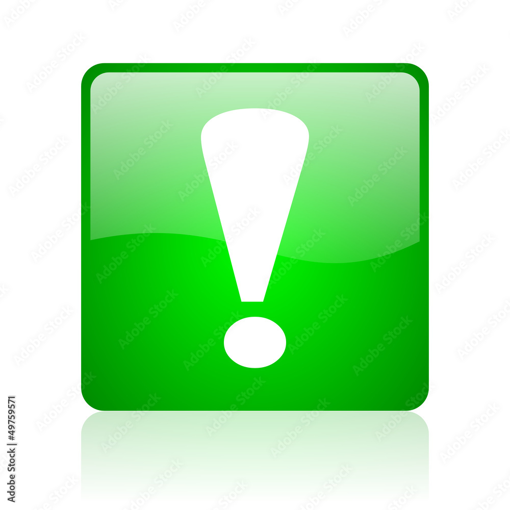 exclamation sign green square web icon on white background exclamation sign green square web icon on white background