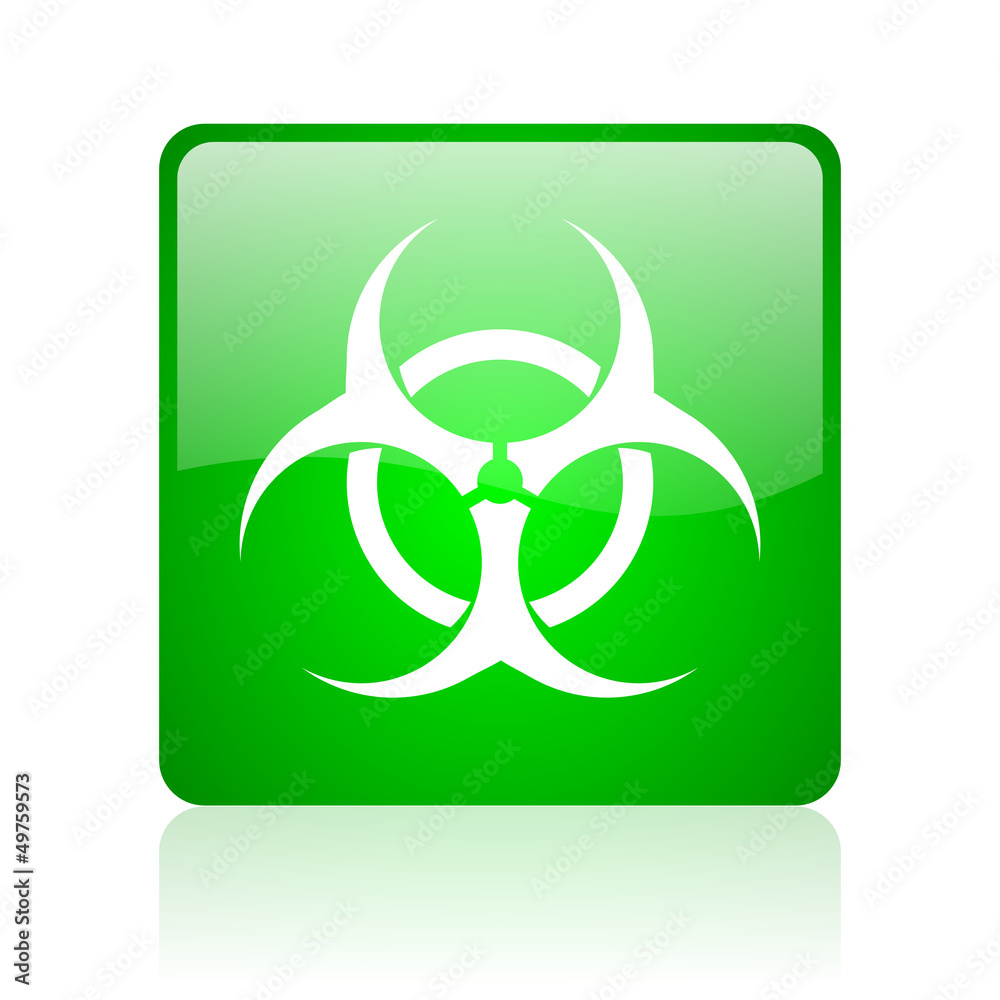 virus green square web icon on white background virus green square web icon on white background