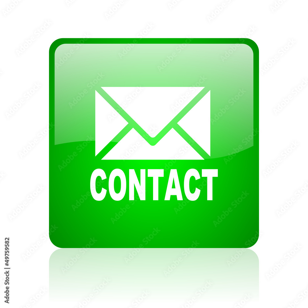 contact green square web icon on white background contact green square web icon on white background