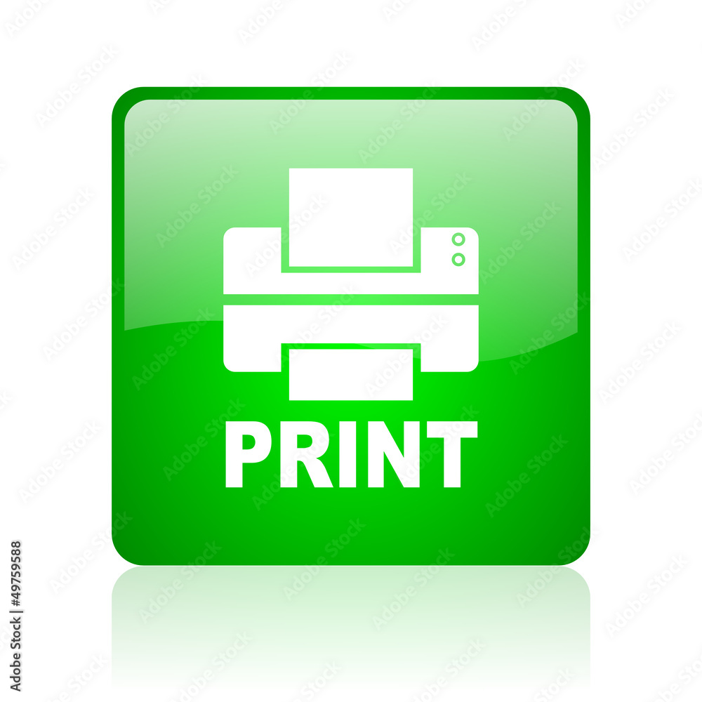 print green square web icon on white background print green square web icon on white background
