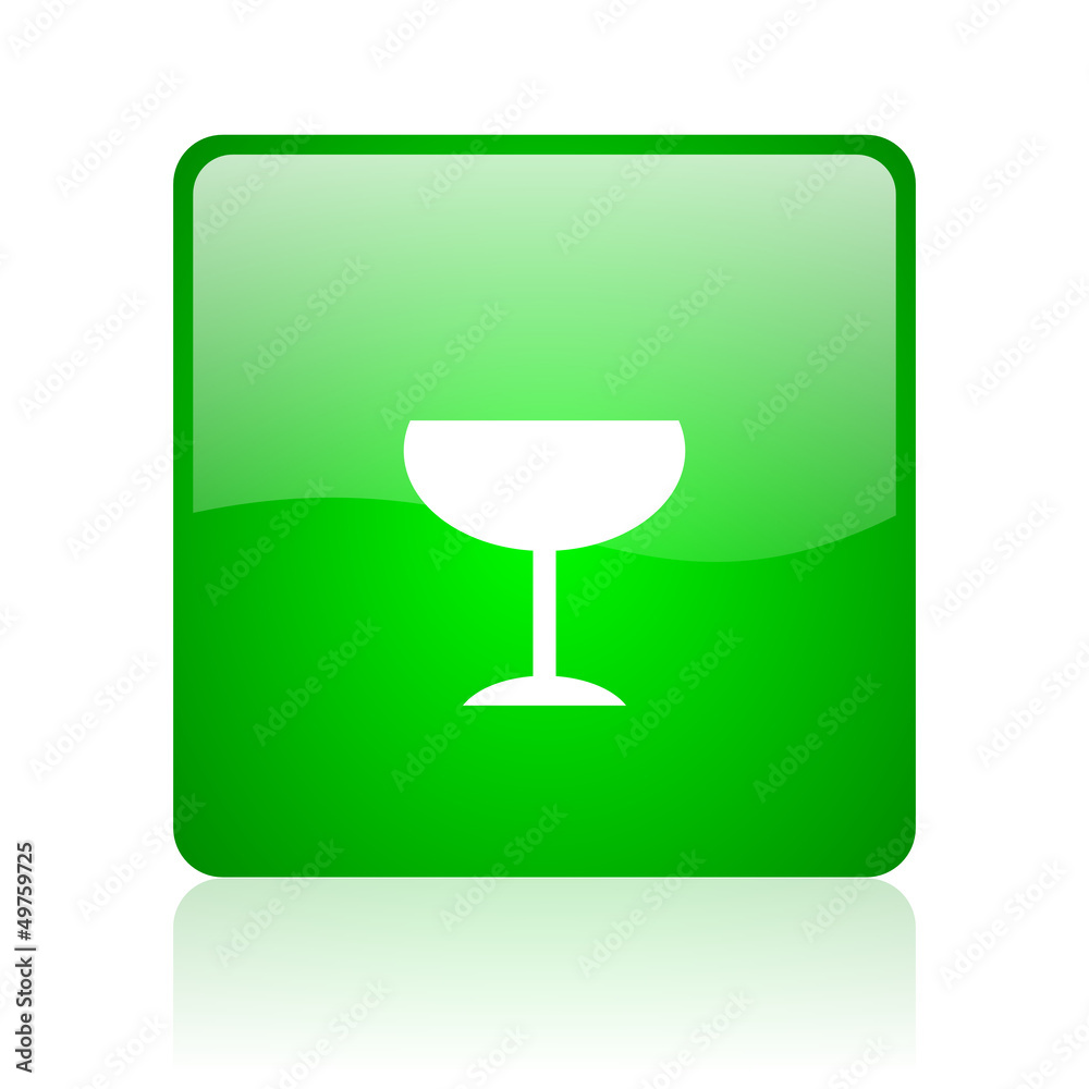 glass green square web icon on white background glass green square web icon on white background