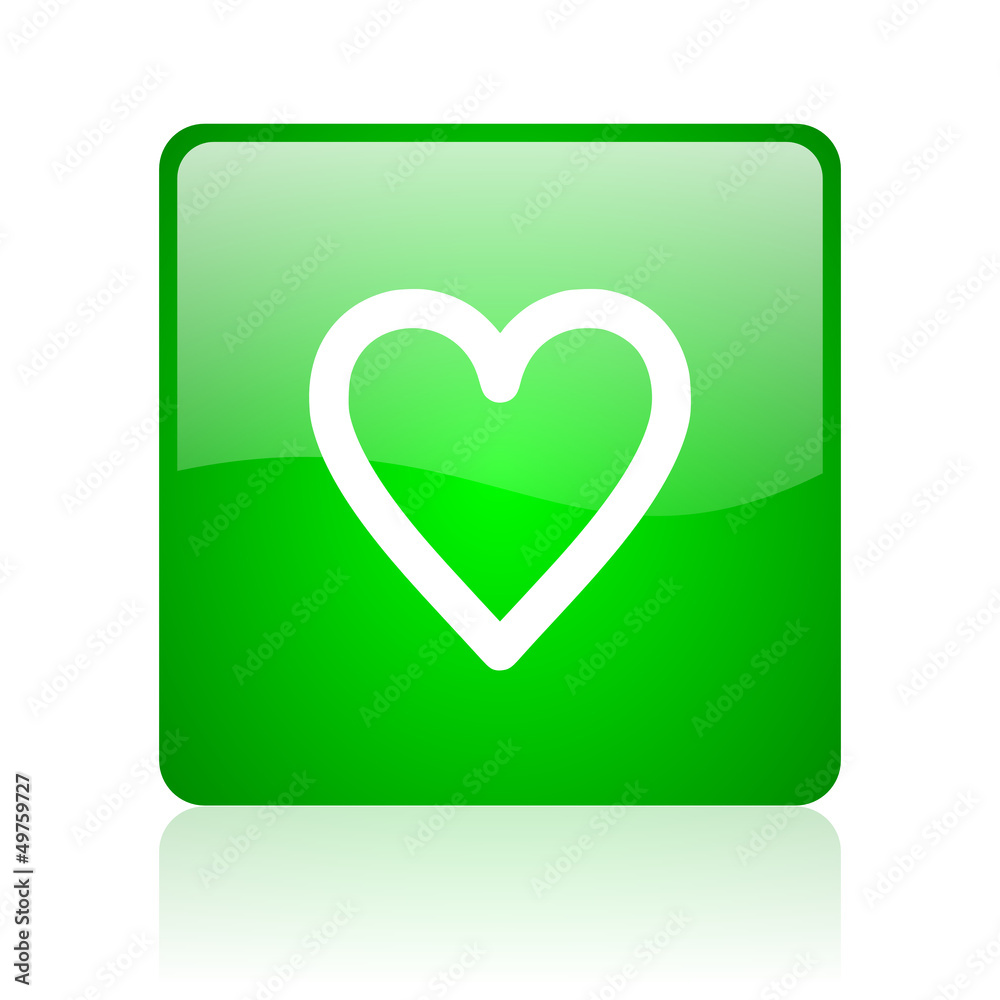 heart green square web icon on white background heart green square web icon on white background