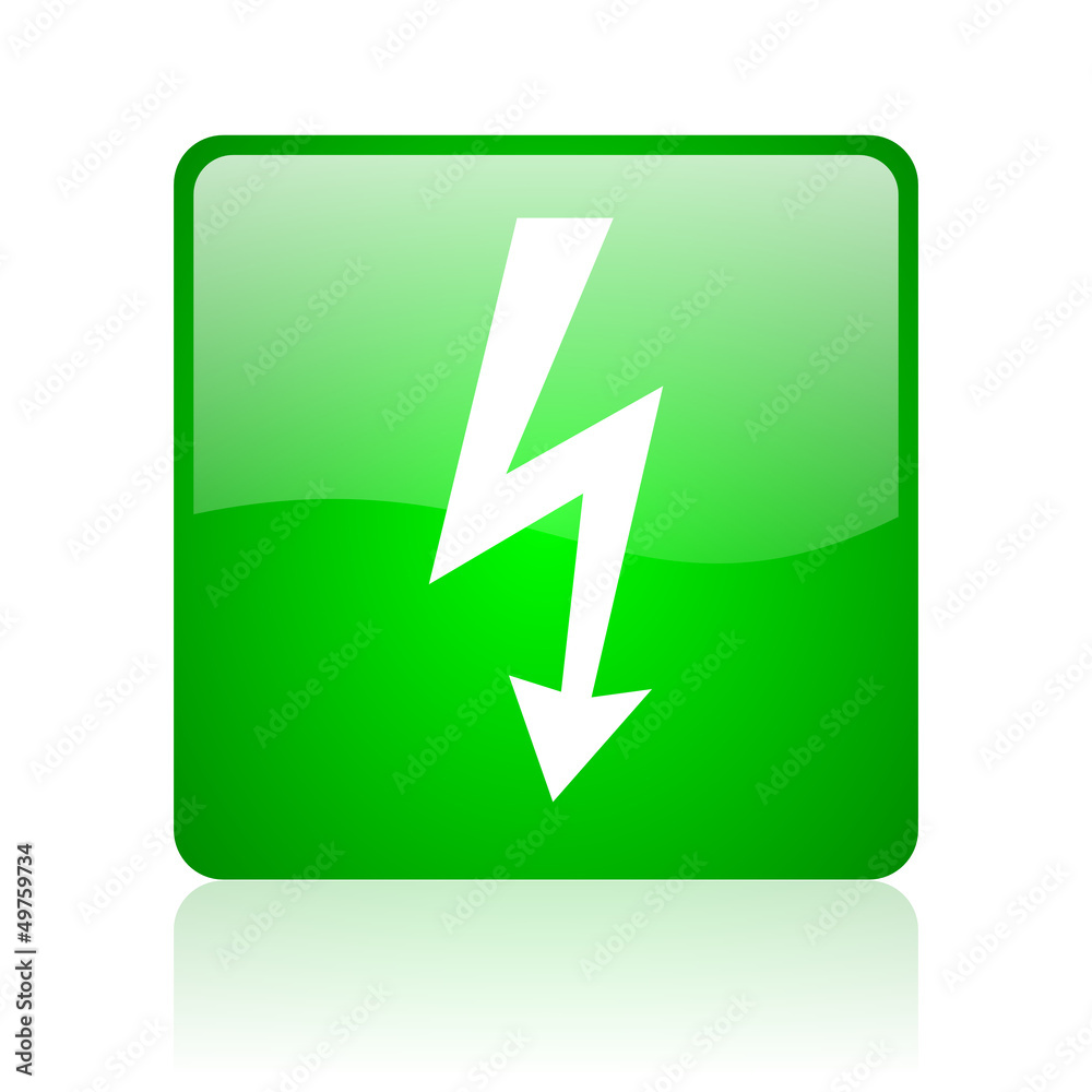 lightning green square web icon on white background lightning green square web icon on white background