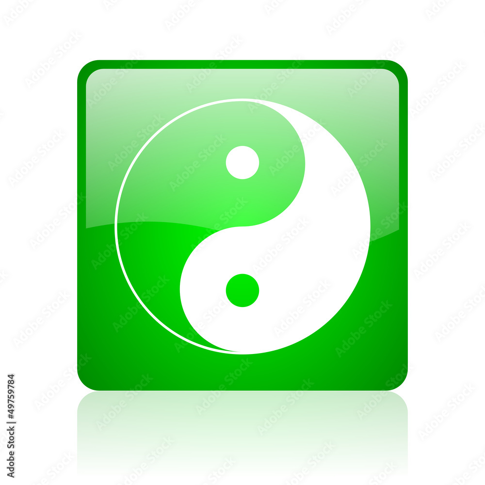 ying yang green square web icon on white background ying yang green square web icon on white background