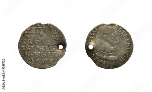 Hungarian 3 garas coin 1605 photo