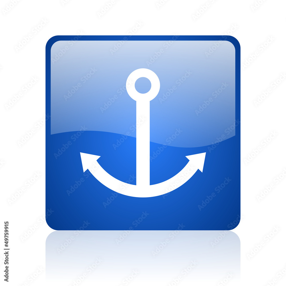 anchor blue square glossy web icon on white background anchor blue square glossy web icon on white background