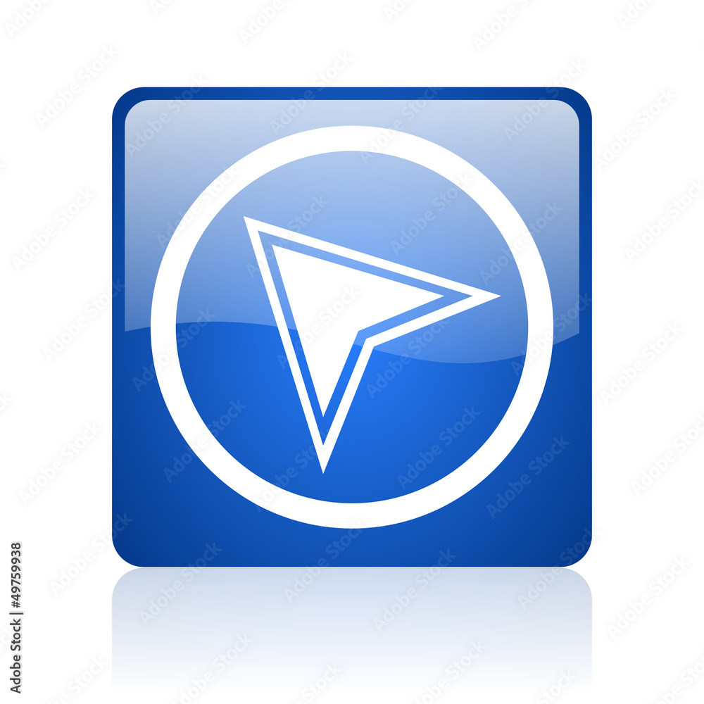 navigation blue square glossy web icon on white background navigation blue square glossy web icon on white background