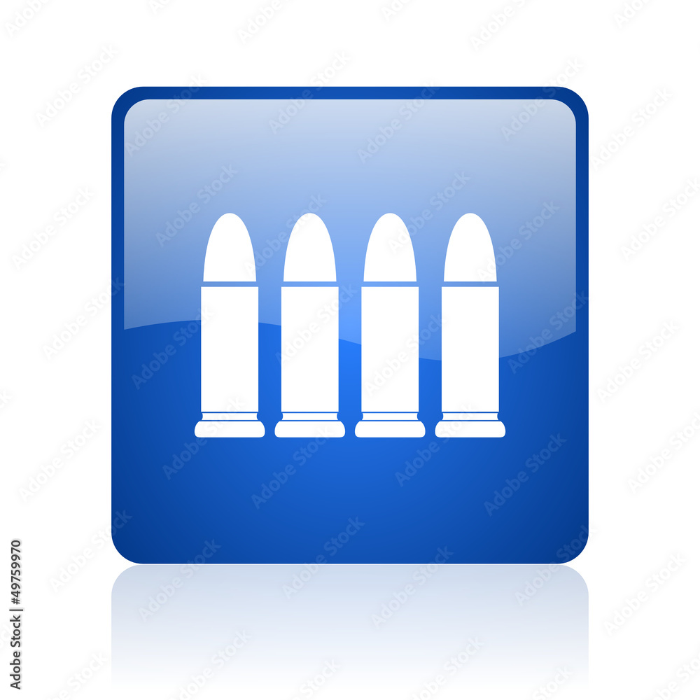 ammunition blue square glossy web icon on white background ammunition blue square glossy web icon on white background