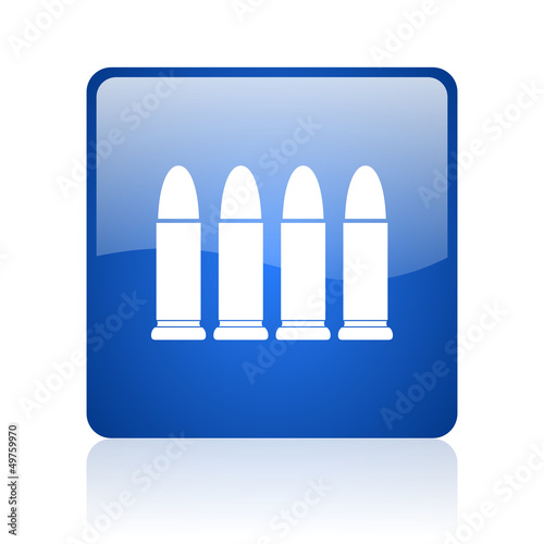 ammunition blue square glossy web icon on white background