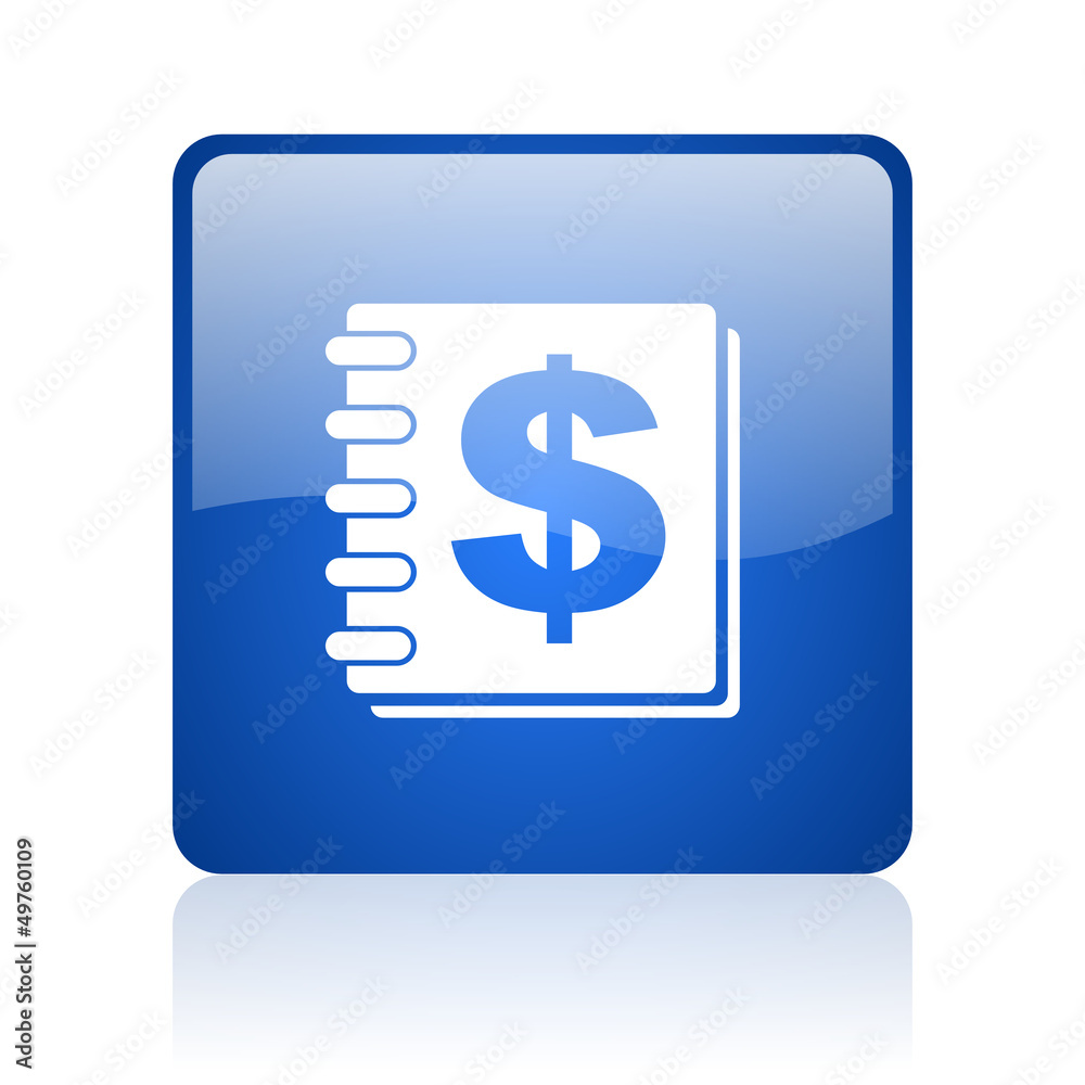money blue square glossy web icon on white background