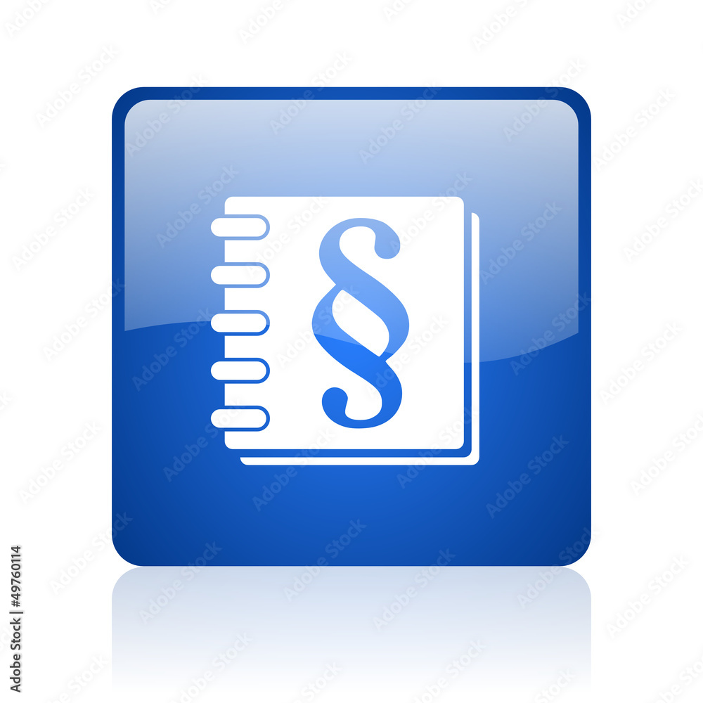 law blue square glossy web icon on white background law blue square glossy web icon on white background