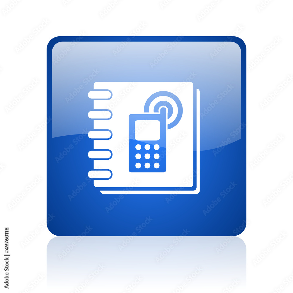 phonebook blue square glossy web icon on white background phonebook blue square glossy web icon on white background