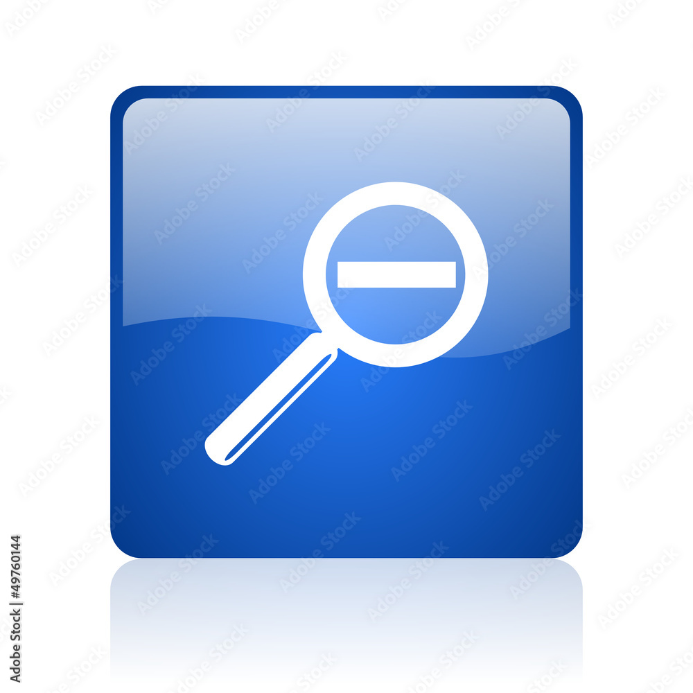 magnification blue square glossy web icon on white background magnification blue square glossy web icon on white background
