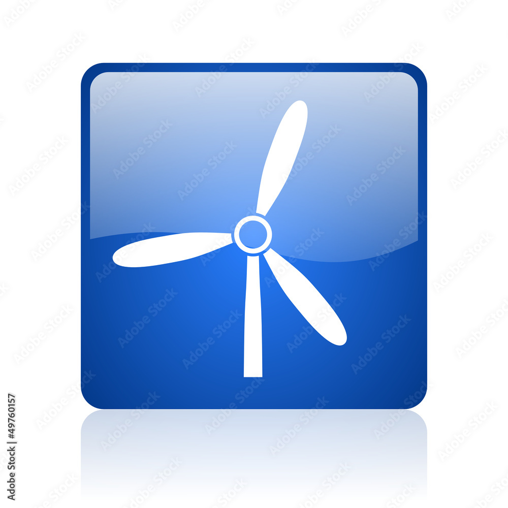 windmill blue square glossy web icon on white background windmill blue square glossy web icon on white background