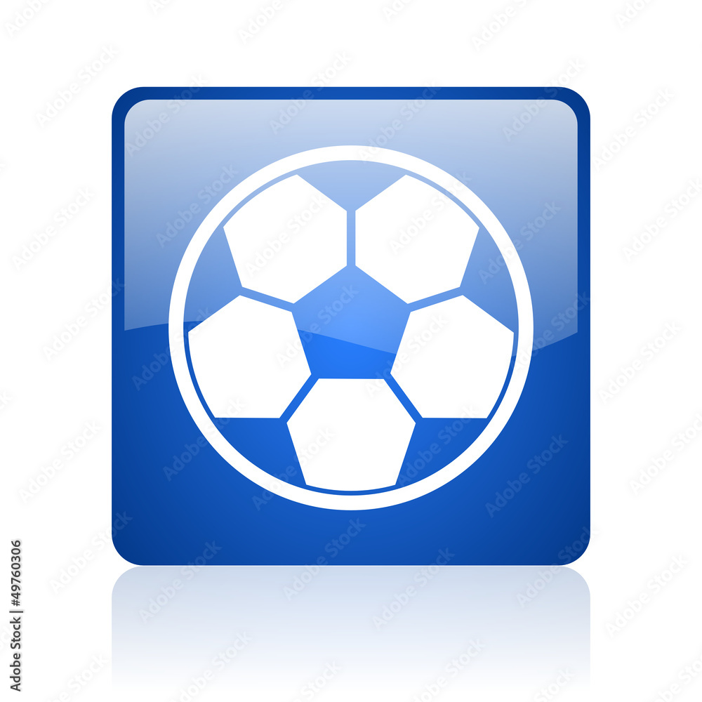 soccer blue square glossy web icon on white background soccer blue square glossy web icon on white background