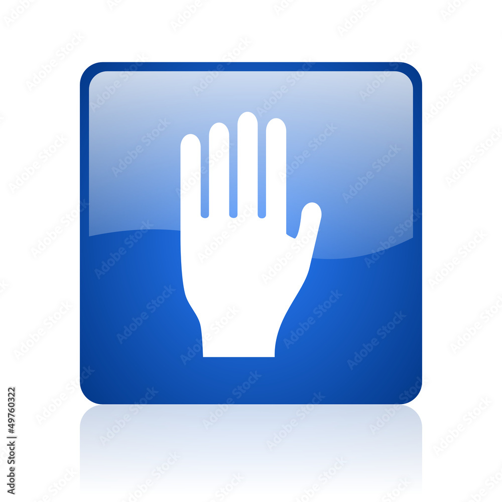 stop blue square glossy web icon on white background stop blue square glossy web icon on white background