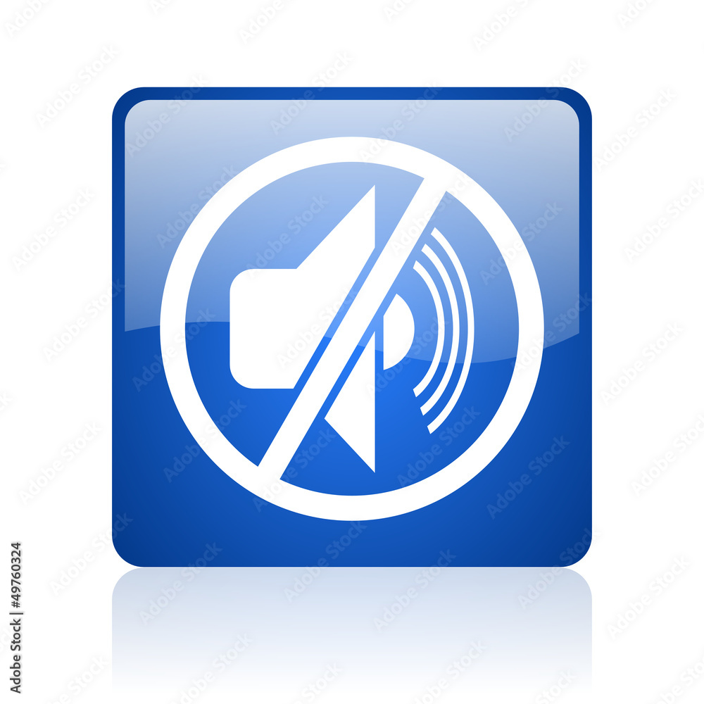 mute blue square glossy web icon on white background mute blue square glossy web icon on white background