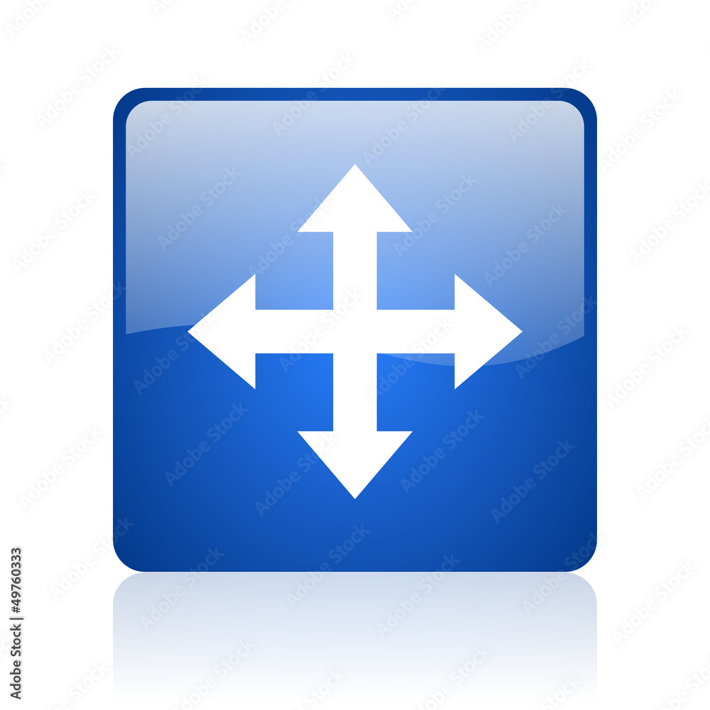 arrows blue square glossy web icon on white background arrows blue square glossy web icon on white background