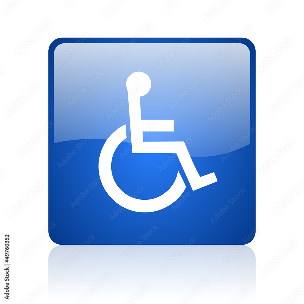 accessibility blue square glossy web icon on white background accessibility blue square glossy web icon on white background
