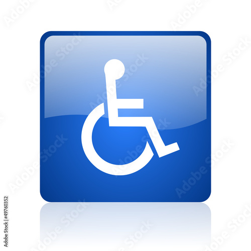 accessibility blue square glossy web icon on white background