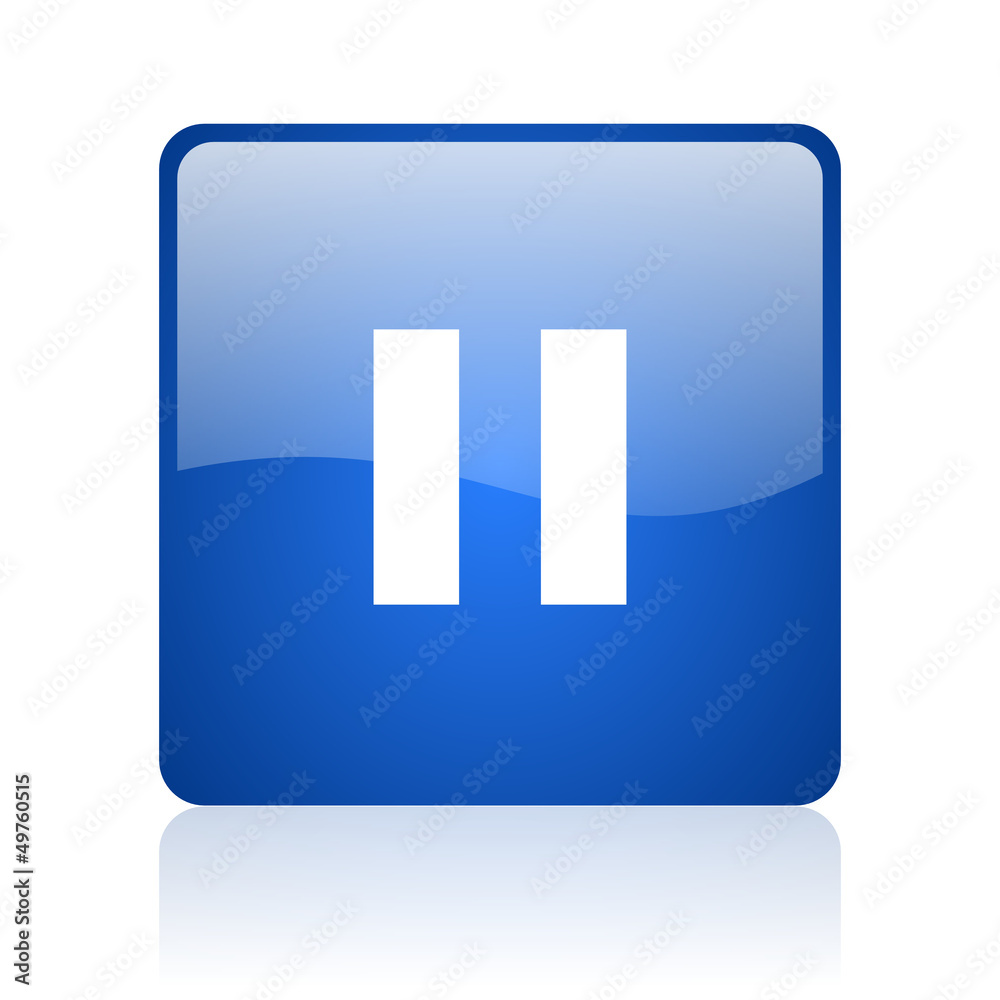 pause blue square glossy web icon on white background pause blue square glossy web icon on white background