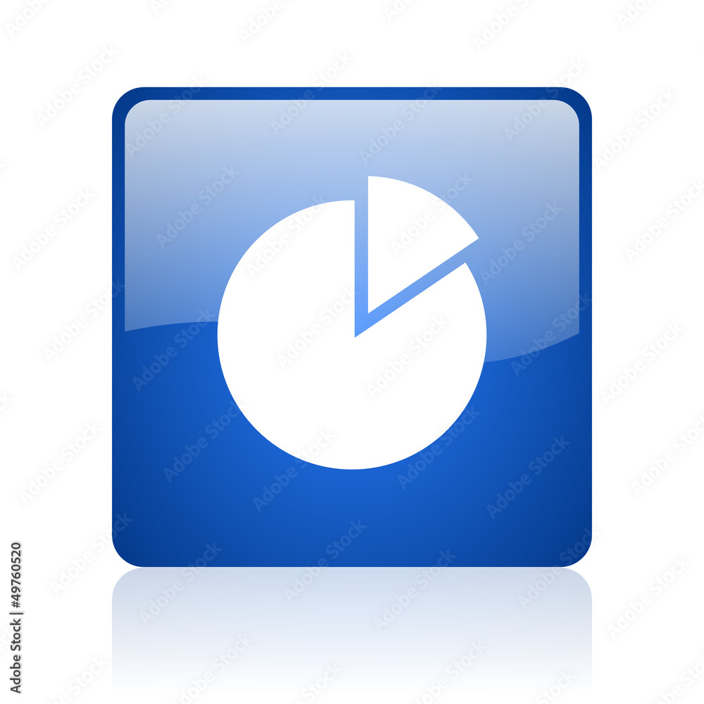 chart blue square glossy web icon on white background chart blue square glossy web icon on white background
