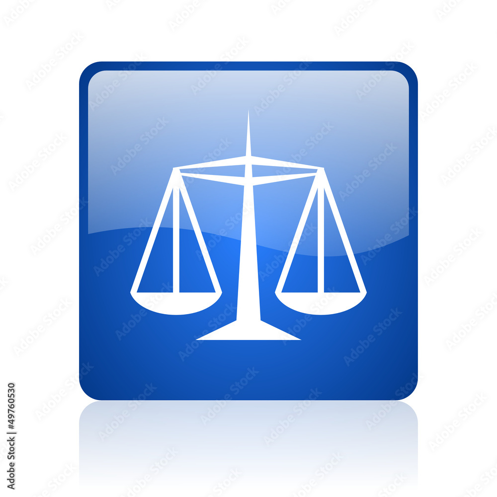 justice blue square glossy web icon on white background justice blue square glossy web icon on white background