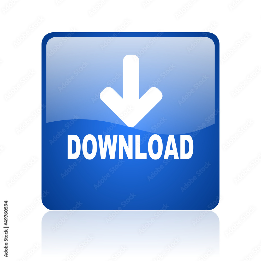 download blue square glossy web icon on white background download blue square glossy web icon on white background