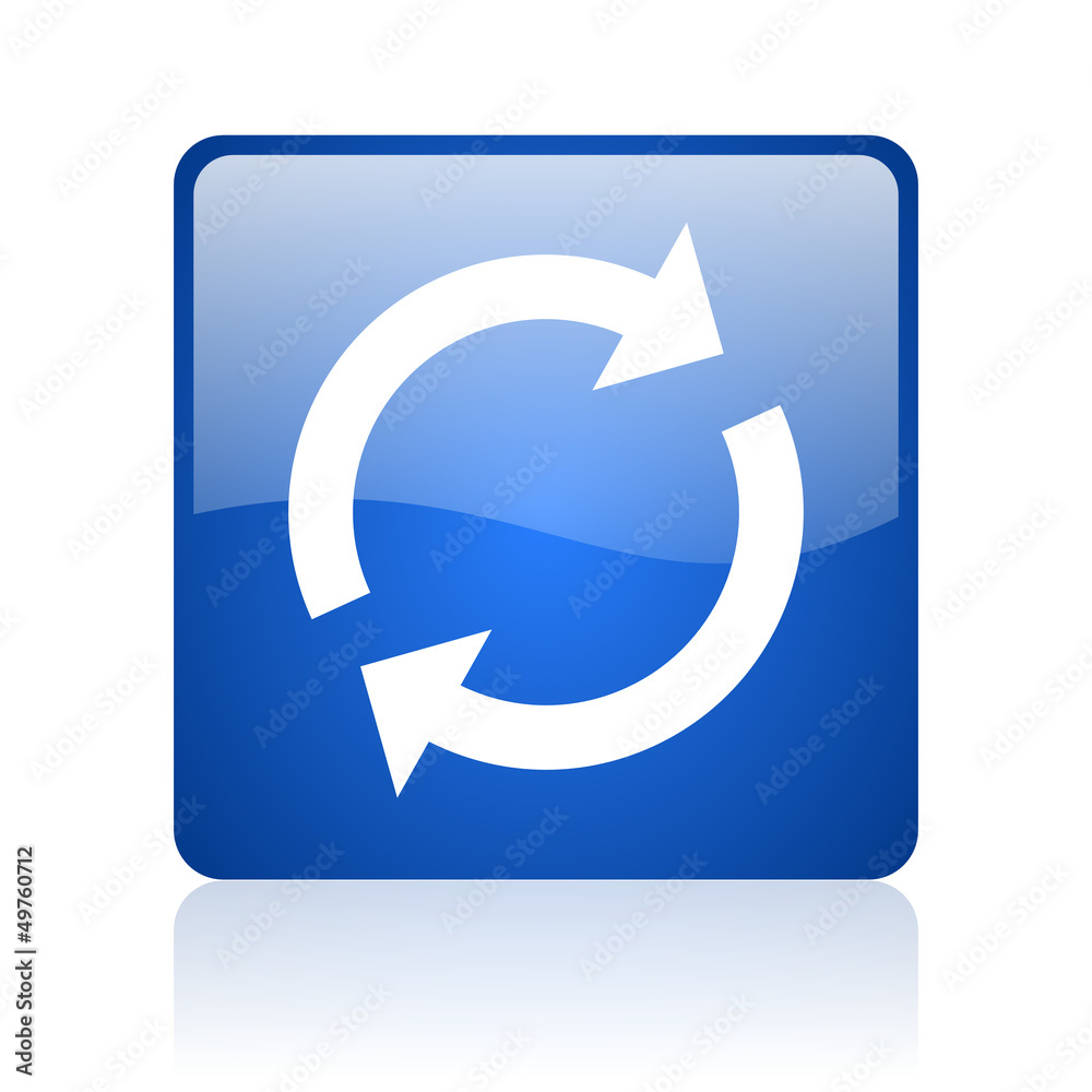 reload blue square glossy web icon on white background reload blue square glossy web icon on white background