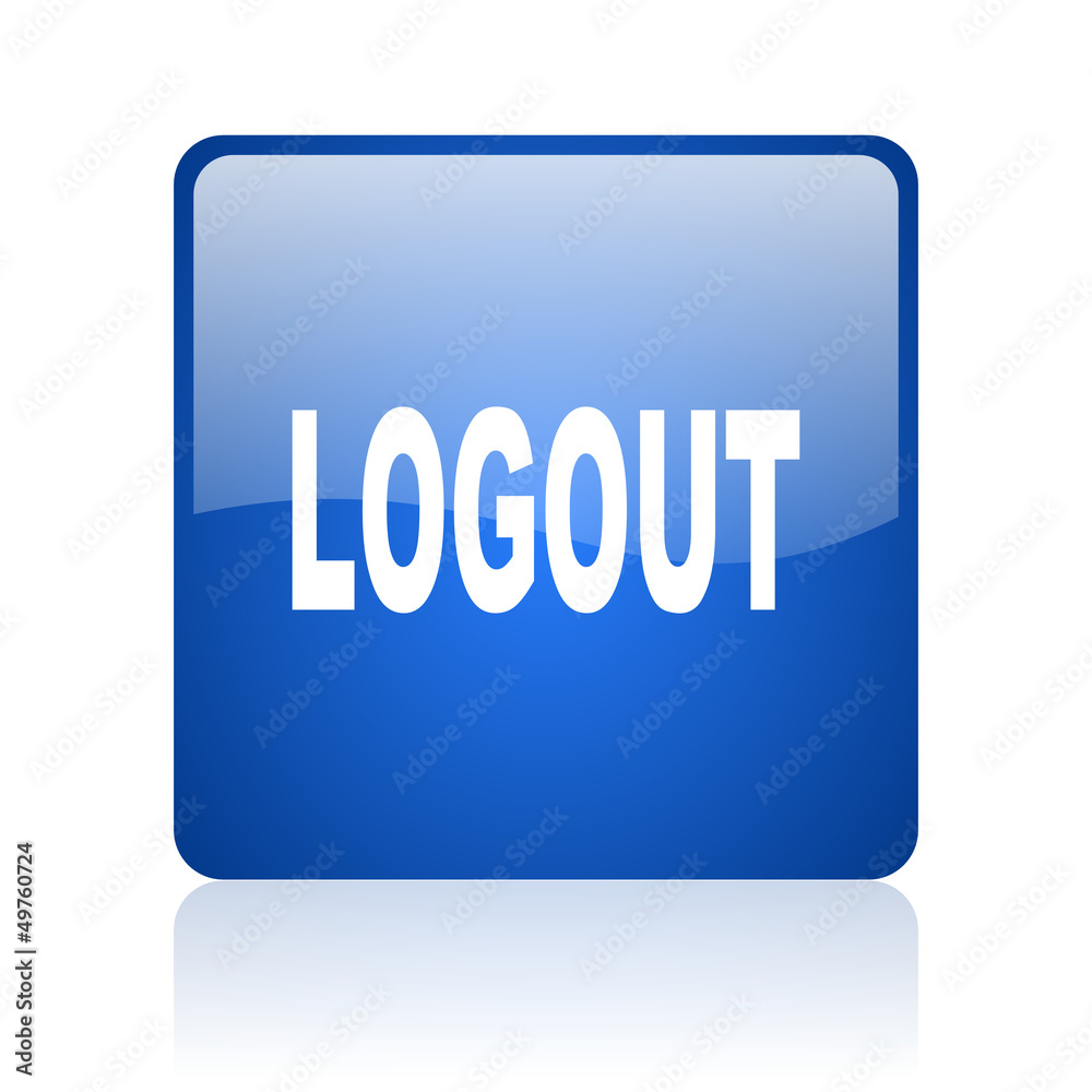 logout blue square glossy web icon on white background logout blue square glossy web icon on white background