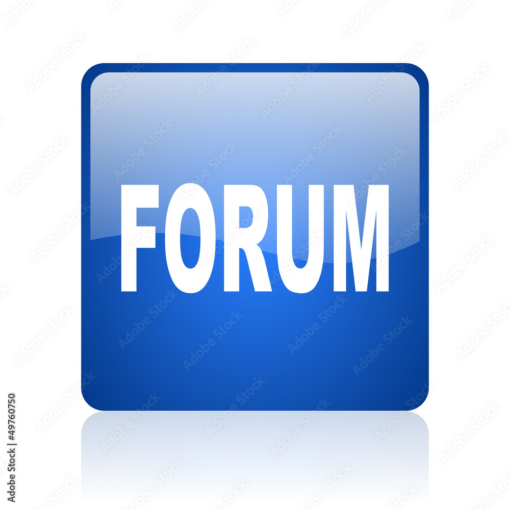 forum blue square glossy web icon on white background forum blue square glossy web icon on white background