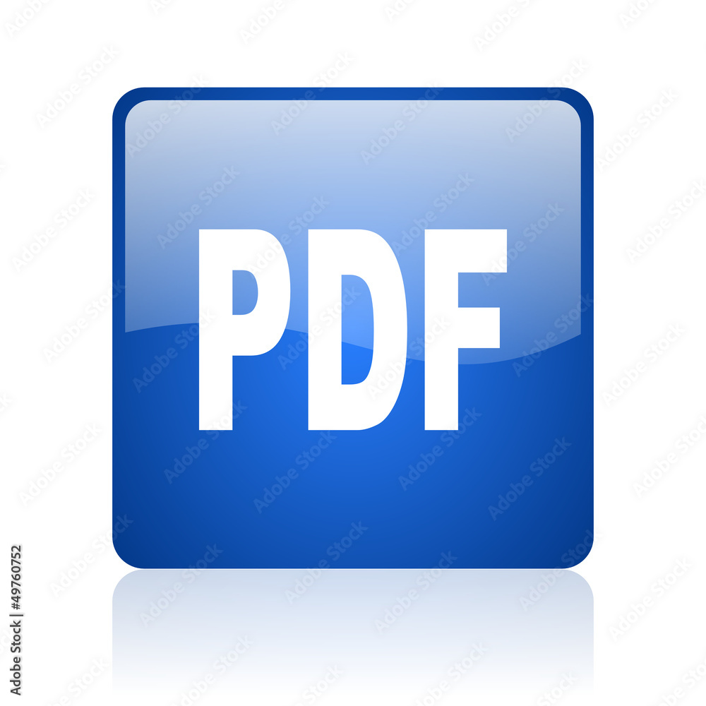 pdf blue square glossy web icon on white background pdf blue square glossy web icon on white background