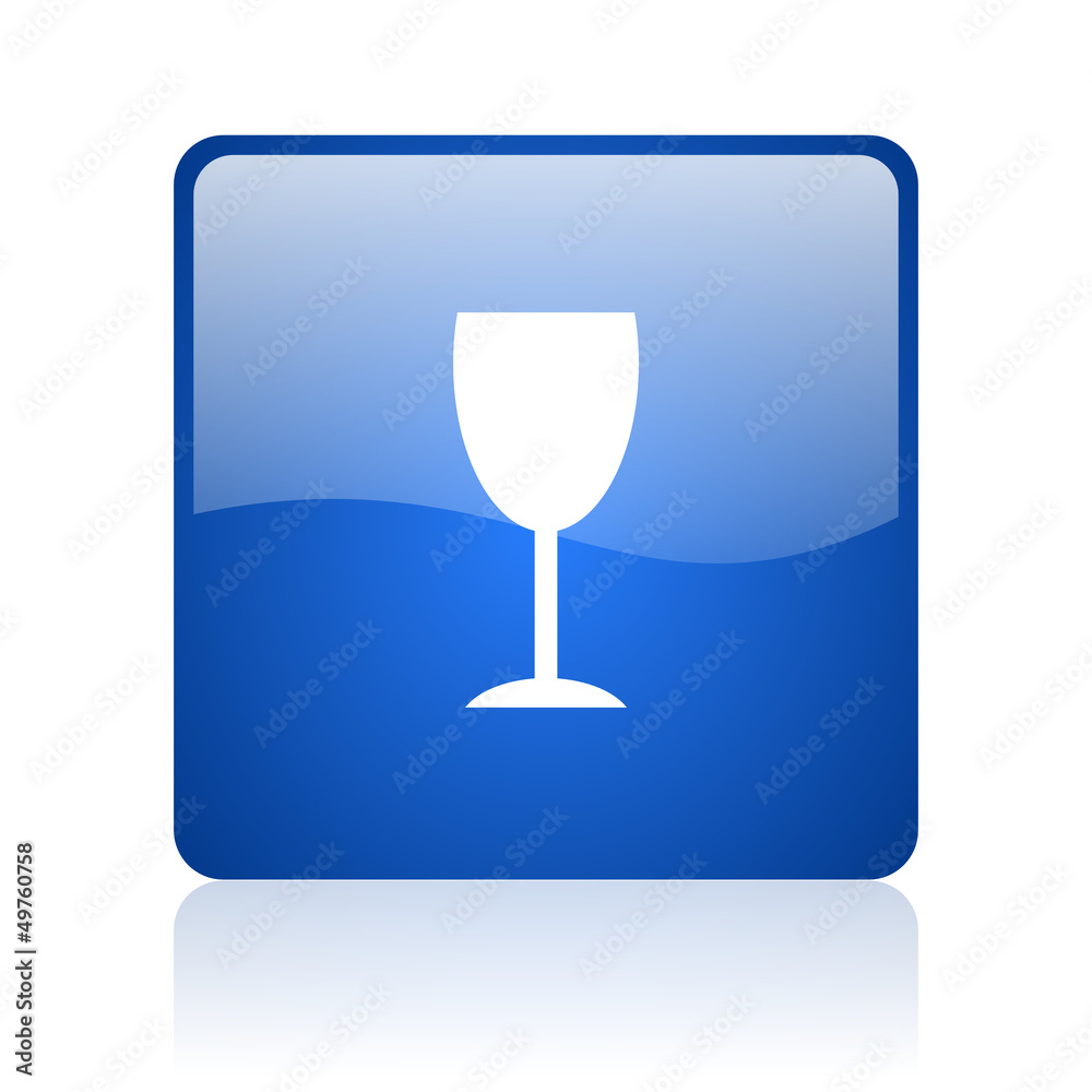 glass blue square glossy web icon on white background glass blue square glossy web icon on white background