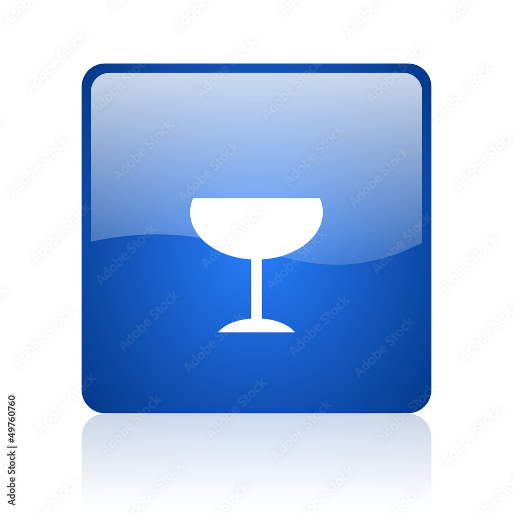 glass blue square glossy web icon on white background glass blue square glossy web icon on white background