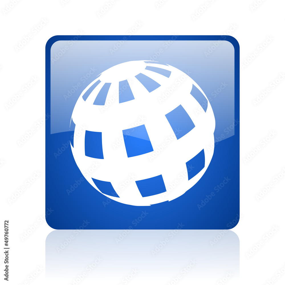 earth blue square glossy web icon on white background earth blue square glossy web icon on white background