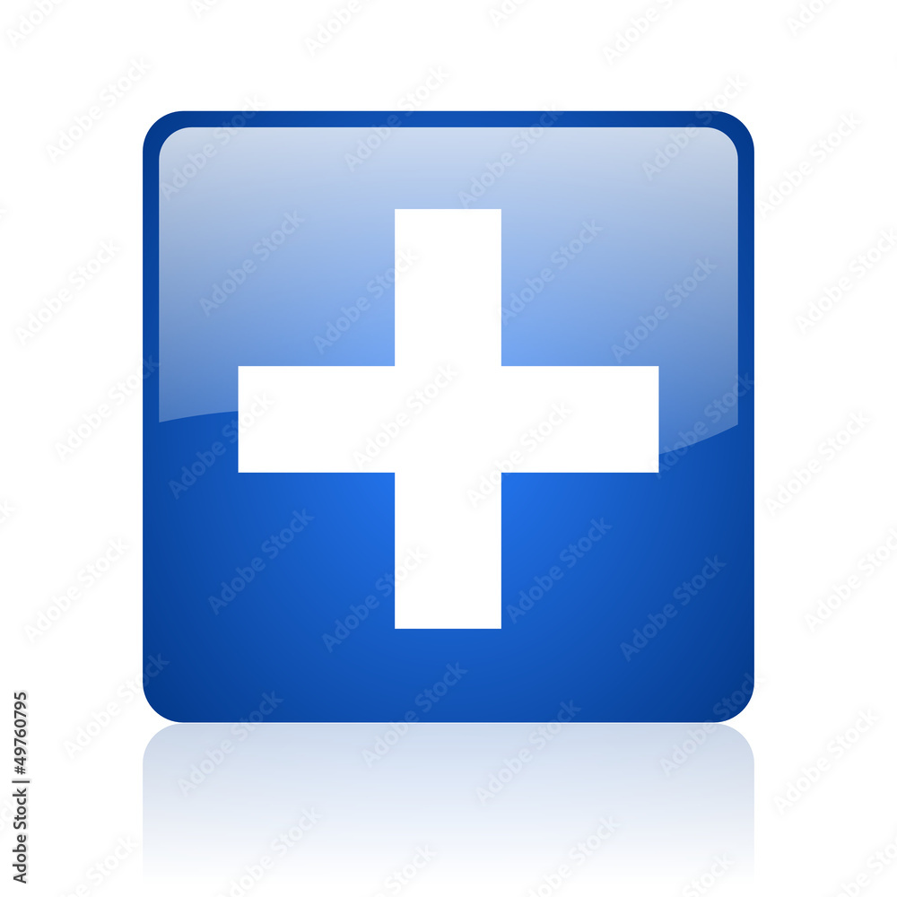 emergency blue square glossy web icon on white background emergency blue square glossy web icon on white background