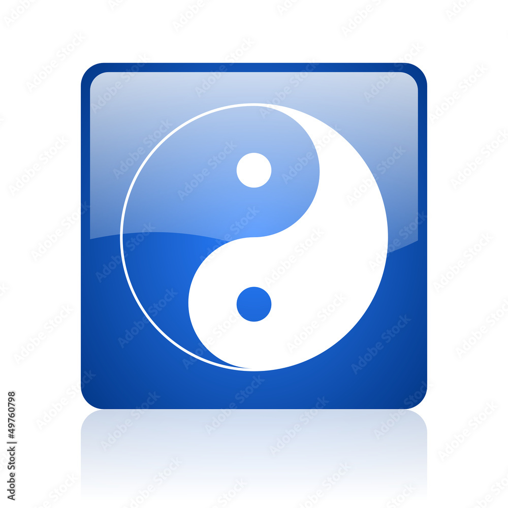 ying yang blue square glossy web icon on white background ying yang blue square glossy web icon on white background