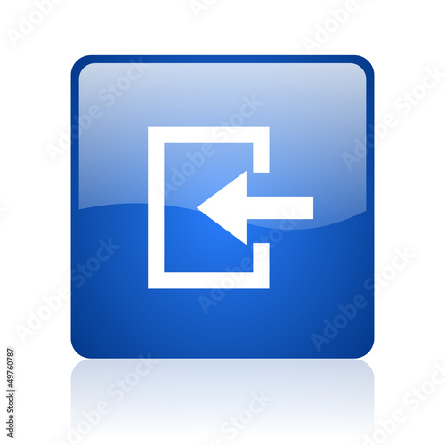 exit blue square glossy web icon on white background