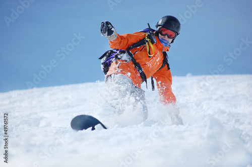 Snowboarder in action