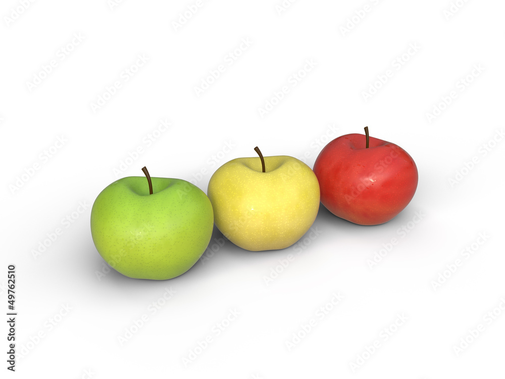 three colored apples