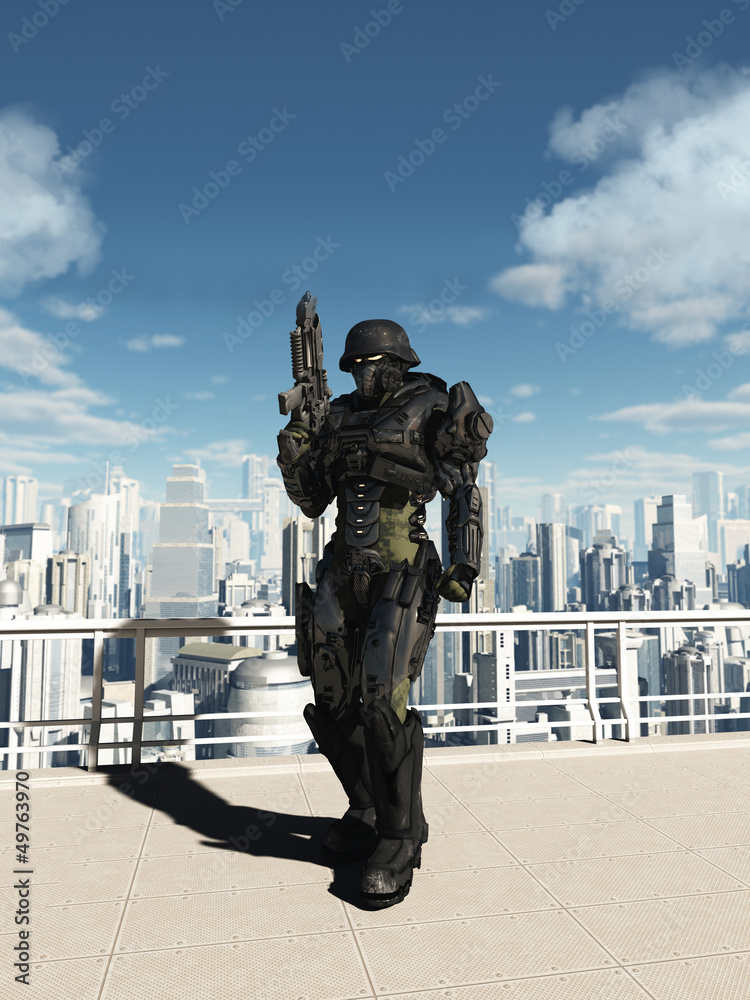 Naklejka premium Space Marine Commando - City Patrol