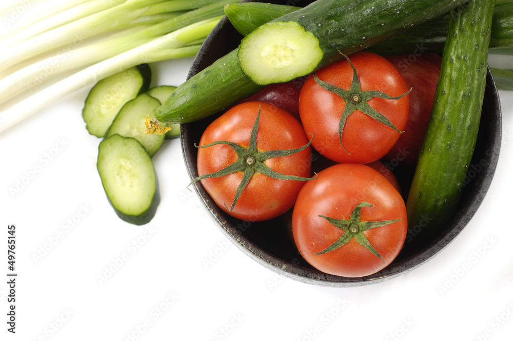 Fresh vegetable and red tomatoes Fresh vegetable and red tomatoes