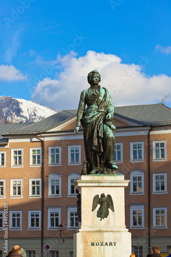 Mozart statue in Salzburg Austria